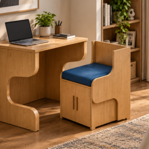 Space-Saving Table with Stack-In Chair